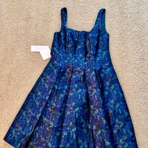 Azazie Women’s Plus Size Jacquard Pleated Midi Dress - Navy - Size 14